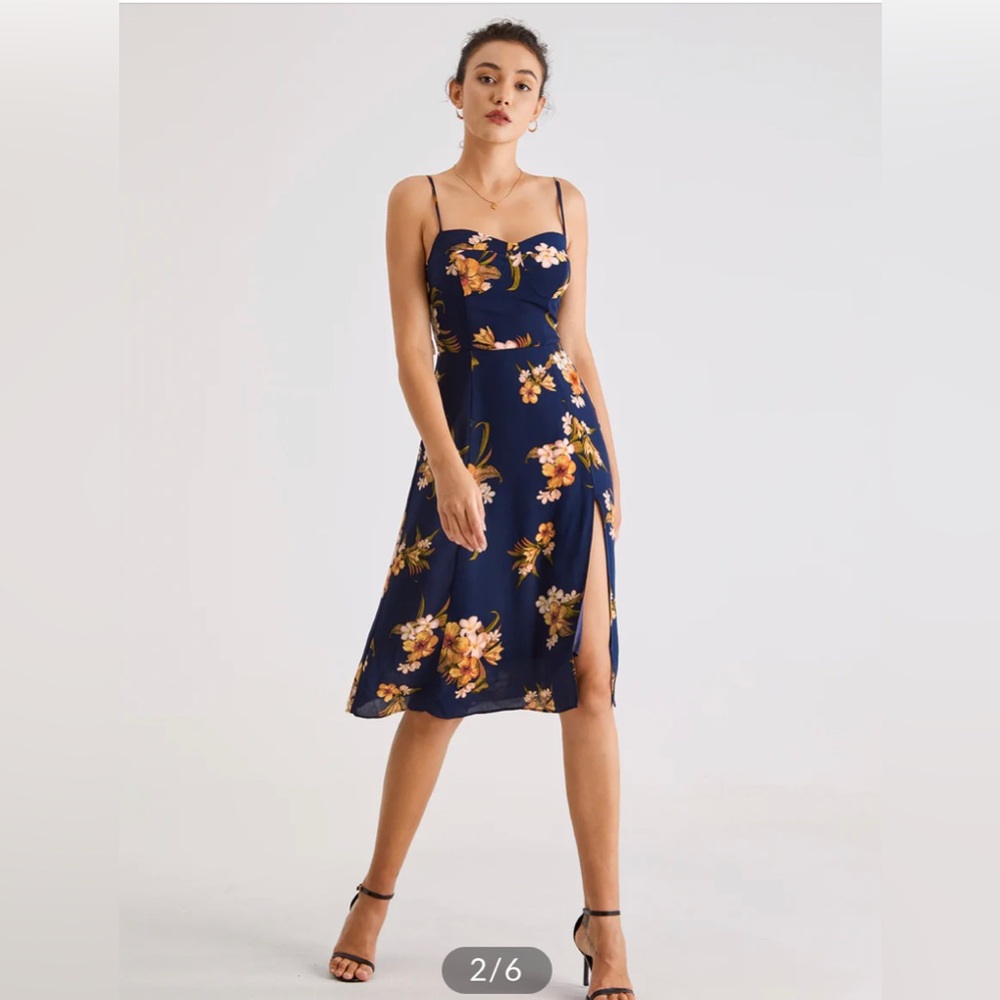 Commense | Windy Sea Flowers Strap Midi Dress | NWT